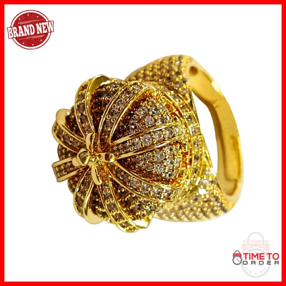 Men's 18K Gold Plated Cubic Zirconia King Crown Pinky Ring Size 10